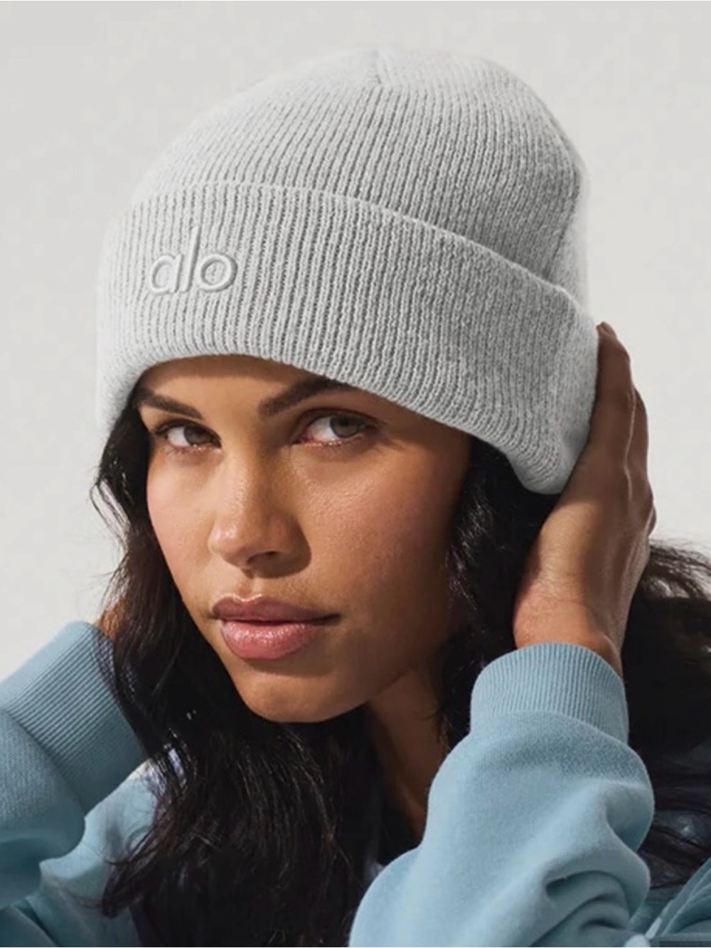 ALO Yoga Ribbed Beanie Hat - Light Gray - Picture 1 of 15